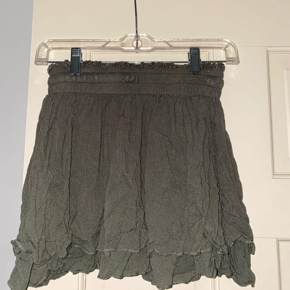 Army Green Ruffled Summer Skirt